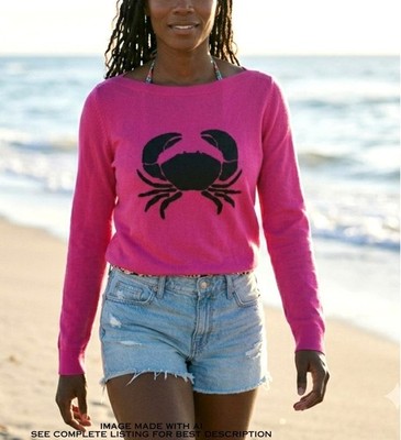 Talbots Crab Lightweight Sweater S Long Sleeves Boat Neck Preppy Cotton Blend