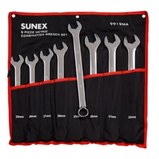 SUNEX 8 piece Metric Full Polished V-Groove Combination Wrench Set