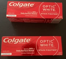 Colgate Optic White Toothpaste - Clean Mint paste. Lot of 2