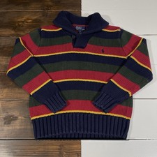 Vintage 90  s Polo Ralph Lauren Multicolor Knit Sweater Kids Small Shawl Collar