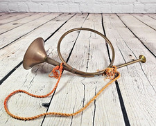 VTG Brass Hunting Horn Coaching Post Bugle 14" Bell diameter 5" Tassel Cord