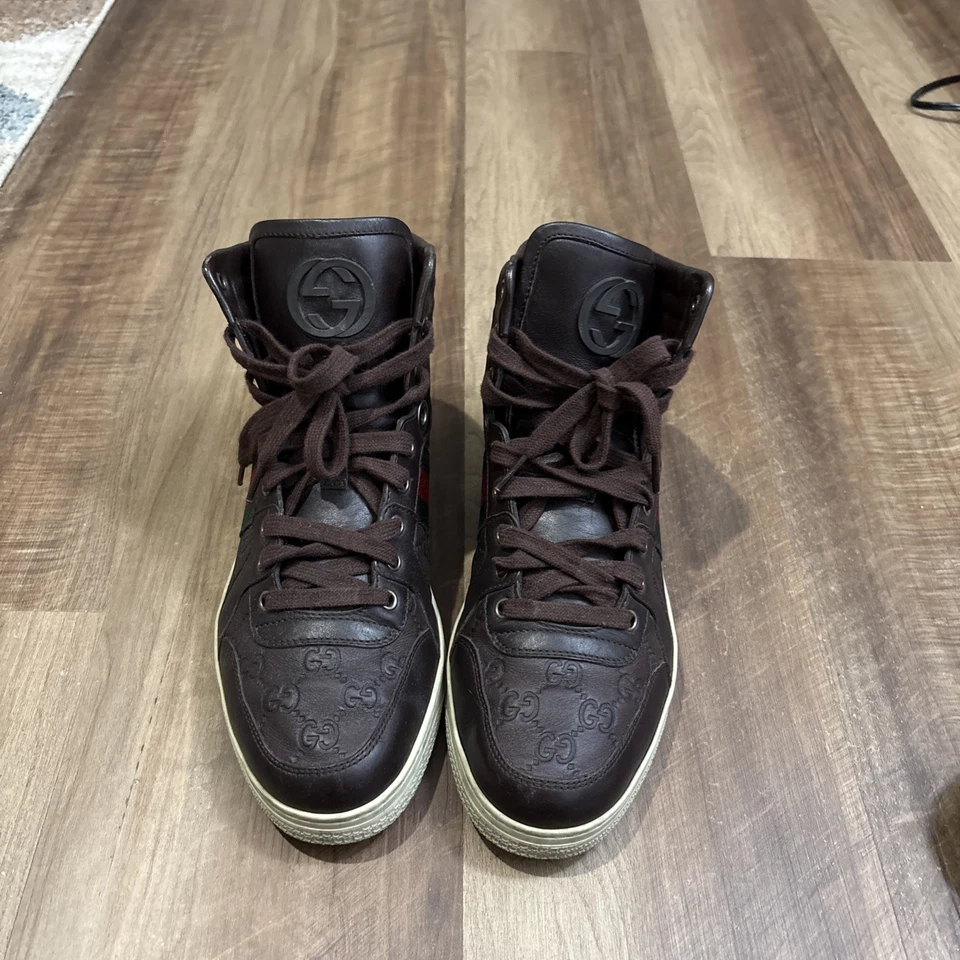AUTHENTIC GUCCI CODA MENS HI TOP SNEAKERS BROWN UK SIZE 8.5 US SIZE 9.5 EU 43 - Image 3 of 4
