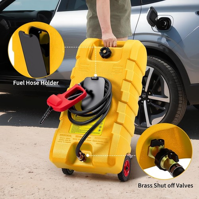 #ad #ad GARVEE Portable Fuel Transfer Tank Caddy 15 Gal w Manual Transfer Nozzle Yellow $114.15