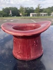 RARE Red/ Burgundy McCoy Pottery Uncle Sam Top Hat Planter - W/ Stars 5”