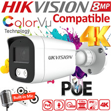 HIKVISION Compatible 4K CCTV POE IP Camera 8MP Audio ColorVu Human Detection UK