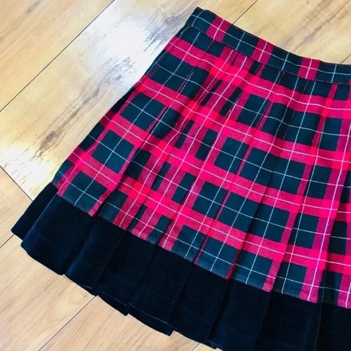 Limited Too girl Christmas plaid holiday velvet plaid skirt Scottish pleated 10 - Picture 3 of 8