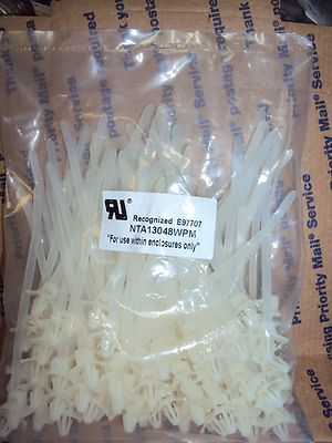 1000 Push Mount Cable Ties For Electrical Enclosures/Imports 6/6 Natural Nylon 