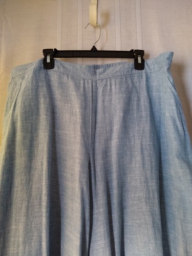 Catherines Women's Size 2X Linen Blend Blue Chambray Capri Pull-On Pants NWT - 第 3/11 張圖片
