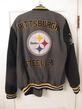 Pittsburg steelers wool lettermn jacket nfl black yellow and white with logos LG