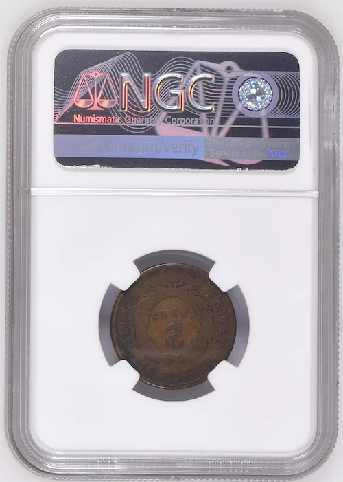 NGC G6 BN 1867 2C SHIELD TWO CENTS  - Image 2 of 2