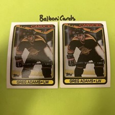 GREG  ADAMS 2 Card Vancouver Canucks 1990-91 Topps Variations Lot! C* D* NM+