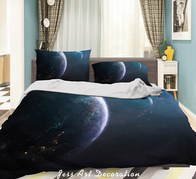 3D Planet Universe Space Quilt Cover Set Bedding Sets Pillowcases Queen