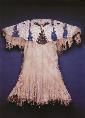 beaded buckskin dress NATIVE AMERICAN CHEROKEE BEADED WOMANS BUCKSKIN BEADED 1930's DRESS –  Triple A Antiques main image 1