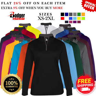Badger 410300 Womens Long Sleeve Moisture-Wicking B-Core 1/4-Zip Pullover