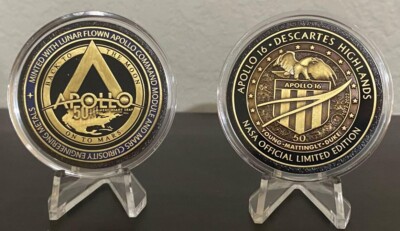 APOLLO-16 - 50th Anniversary - LUNAR FLOWN METAL - NASA MEDALLION