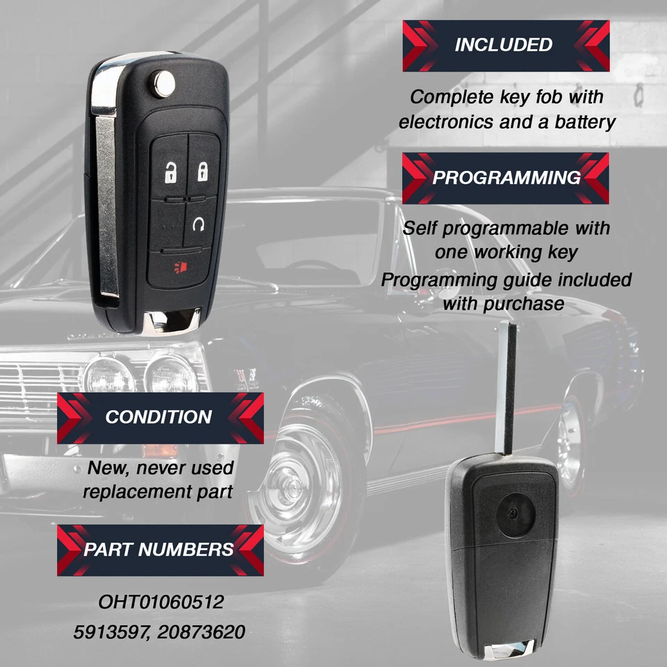 For 2010 2011 2012 2013 2014 2015 2016 Chevrolet Equinox Remote Flip Key Fob - Image 4 of 4