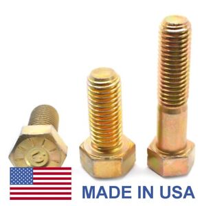 QTY-1 9/16-12 x 6" Hex Head Cap Screw Bolt GRADE 8 Yellow Zinc Made in USA