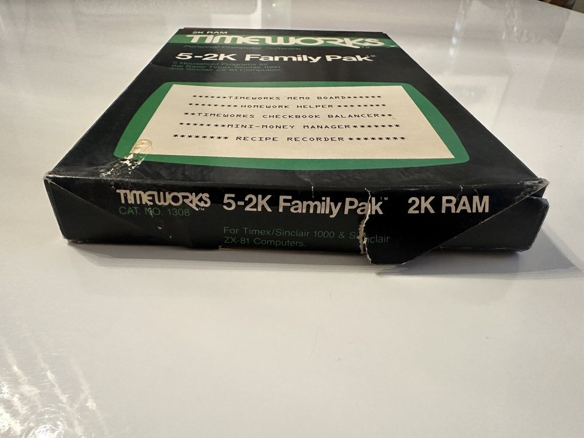 VINTAGE Timeworks 5-2K Family Pak - Sinclair 1000 Cassette *NEW