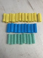 Vintage Hair Curlers Clip On 3 Sizes Used Blue Yellow Green