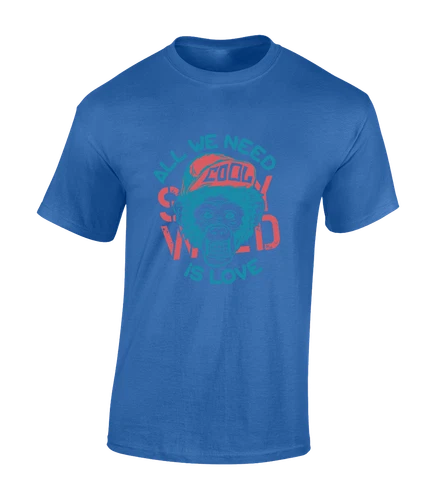 All We Need Is Love Funny Cool Meme Monkey Unisex T-Shirt - Picture 10 of 11