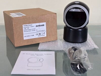 Symcode 2D QR Desktop Barcode Scanner MJ-3300 Omnidirectional USB Reader