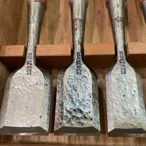 3rd Kunikei Oire Nomi Japanese Bench Chisel Set of 10 Polished Hammered