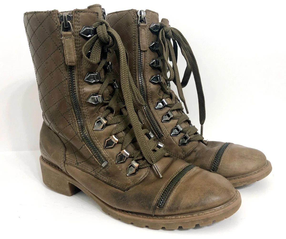 Wittner Trice Combat Boots Light Brown Distressed Leather Women s