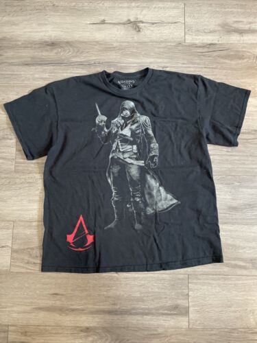 Assassin's Creed Unity Homme X-Large jeu vidéo détressé T-shirt promotionnel noir 2014 - Photo 1 sur 3