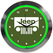Jeep Green Neon clock sign wall Dads Garage lamp light Wrangler Rubicon 392 2021