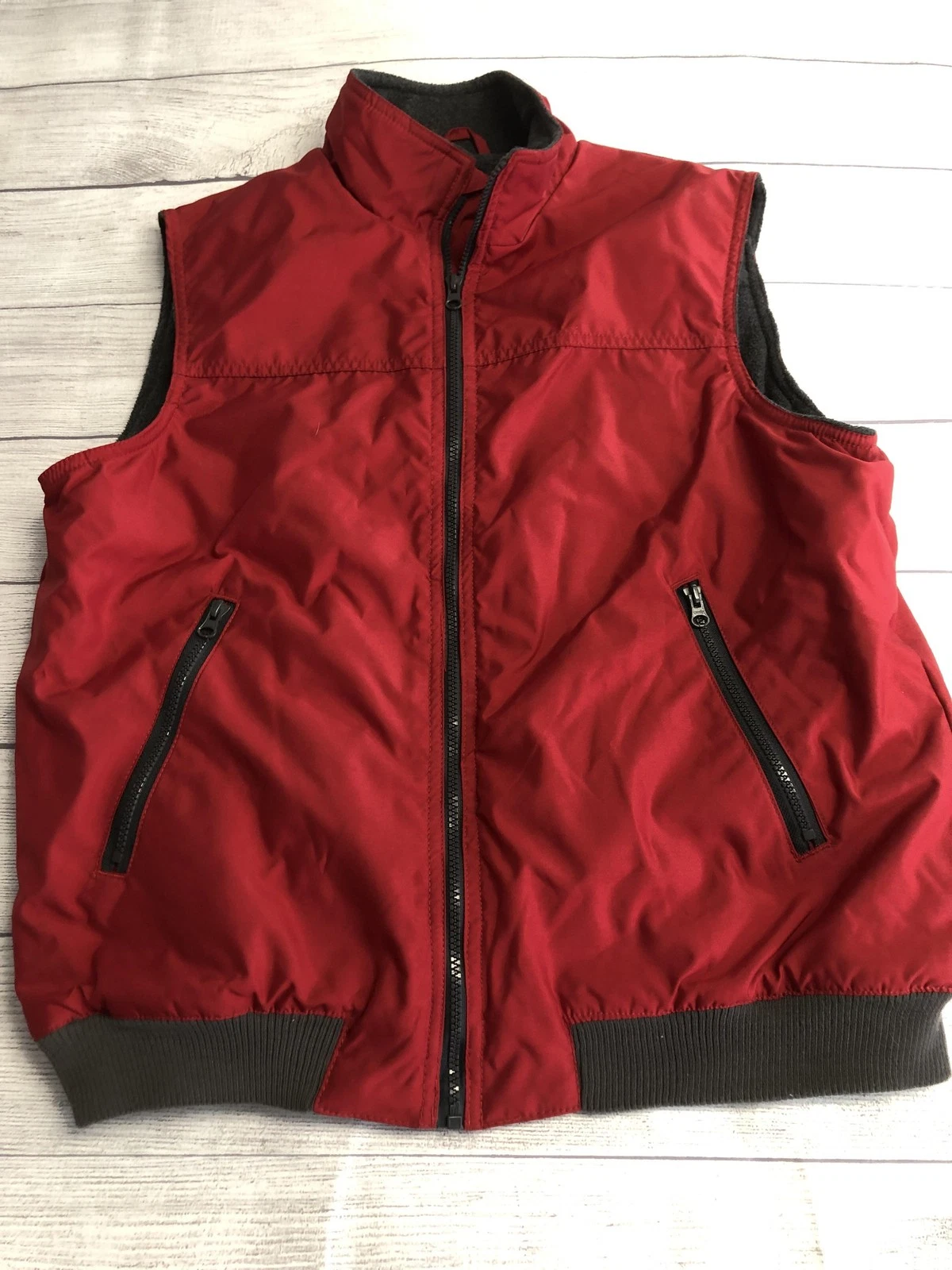 Chaps Vest Mens Large Red Full Zip Fleece Lined Puffer Outerwear Casual Warm