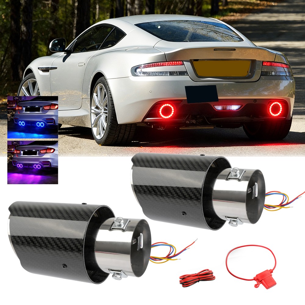 For Aston Martin DB9 2.5" to 3.5" Muffler Exhaust Tip Tail Pipe w/ Light Carbon