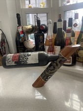 Hand Carved Wood Didgeridoo Aboriginal Dot Art Signed Floating Wine Bottle Hold