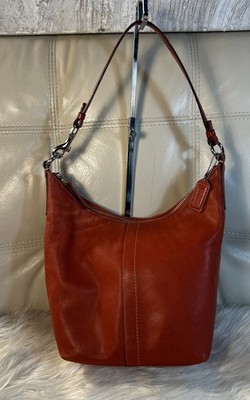Coach Vintage Bag Hobo Red Orange Shoulder 9365 Medium Soft Free
