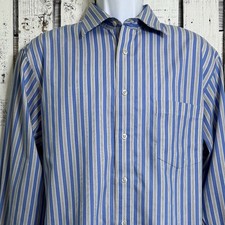 Chaps Classic Button Up Dress Shirt Men’s XL Blue Stripe Long Sleeve Non Iron