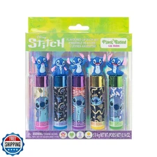 Disney Stitch 5 Pc Plant Based, Moisturizing Lip Balm Makeup Set for Girls Ki