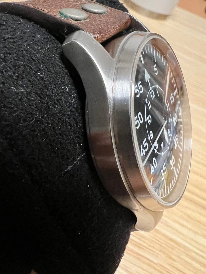 STOWA Flieger Classic Baumuster B Automatic Watch SS Brown Strap Black Dial #305 - Image 3 of 4