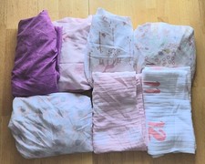 Lot Of 7 Baby Girls Crib Fitted Sheets  Blankets See Pics  Description