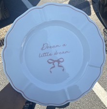 Brunch Club Bow Dream A Little Dream Pink Slogan Plate Scallop Edge BN