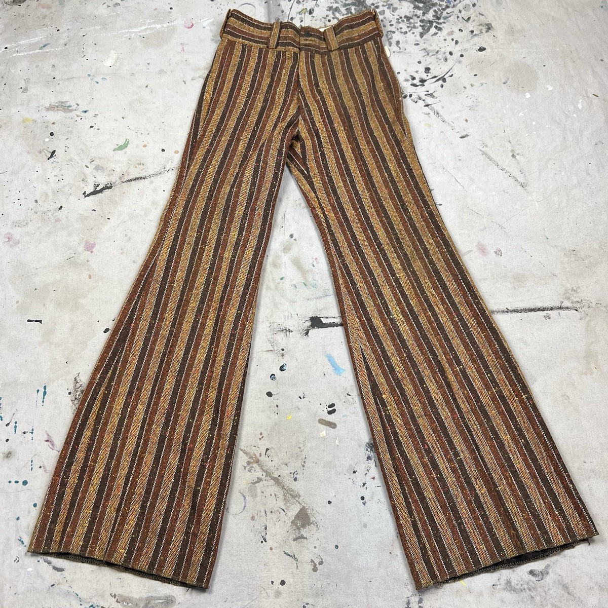 Vintage 70s UFO Tapestry Knit Bell Bottom Flare Pants Mens 31