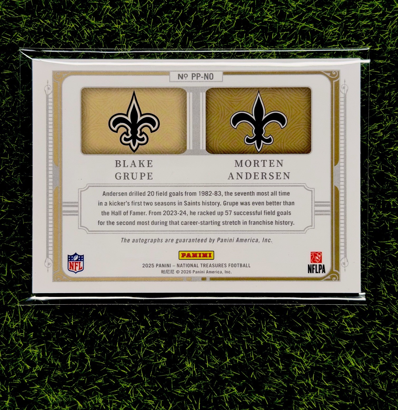 2025 National Treasures Blake Grupe Morten Andersen Prime Pairings Auto #/25 view 2