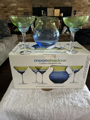 Circleware Moonshadow Blue and Green 5 Pc Margarita Set Pitcher Glasses