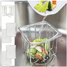Kitchen Sink Strainer with Basket Holder and 200 Net White