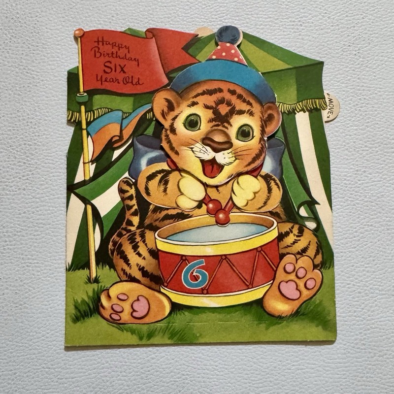 Fairfield Line Vintage 6th Birthday Card with Tiger Design