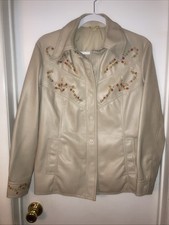 VINTAGE VINYL 70s Embroidered Faux Leather Sn...
