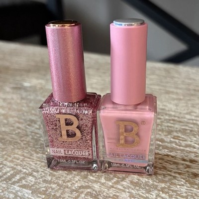 Billionaire Nail Polish Lot Of 2 Hema TPO Free Rose Gold Glitter Pearl Pink NEW