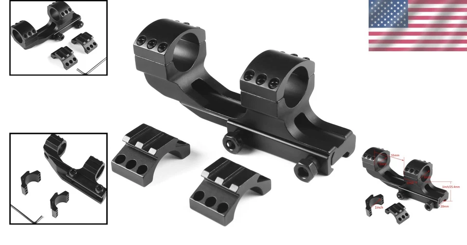 2-дюймовое переднее 1-дюймовое двойное кольцевое крепление — идеально подходит для платформ с плоским верхом .223 - Изображение 2 из 4