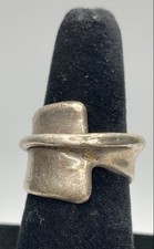 925 Sterling Silver Modernist Design Size 6 1/2 Ring 5.0g