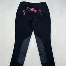 TuffRider Pants Youth 12 Black Pull On Jods Riding Horse Embroidered Equestrian