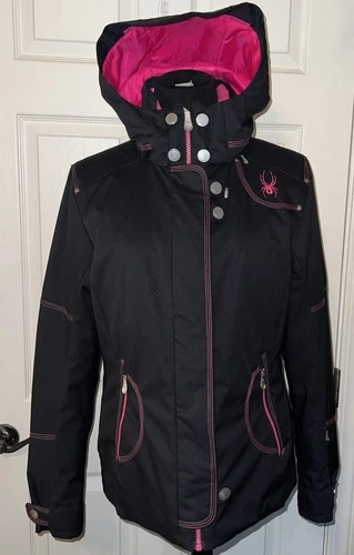 SPYDER XTL 10000mm Ladies Black/Pink Ski Snowboard Winter Jacket Sz 12