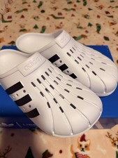 adidas Adilette Unisex Clogs White Black, Size 8